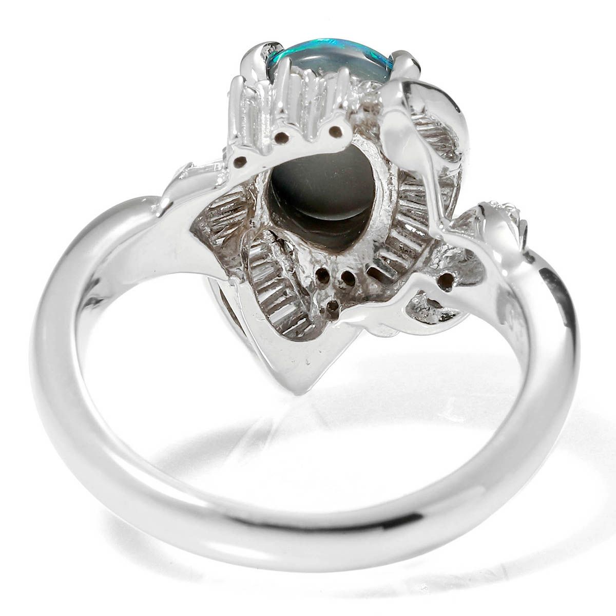 ブラックオパール 1.45ct ダイヤモンド 0.38ct プラチナ Pt900 リング 