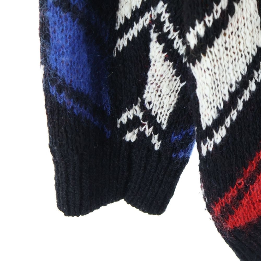 SAINT LAURENT PARIS サンローランパリ 21AW モヘヤ混 ウール 幾何学総柄 インターシャ ニット カーディガン ブラック/マルチカラー 668343 SAINT LAURENT PARIS (サンローランパリ) 21AW モヘヤ混 ウール 幾何学