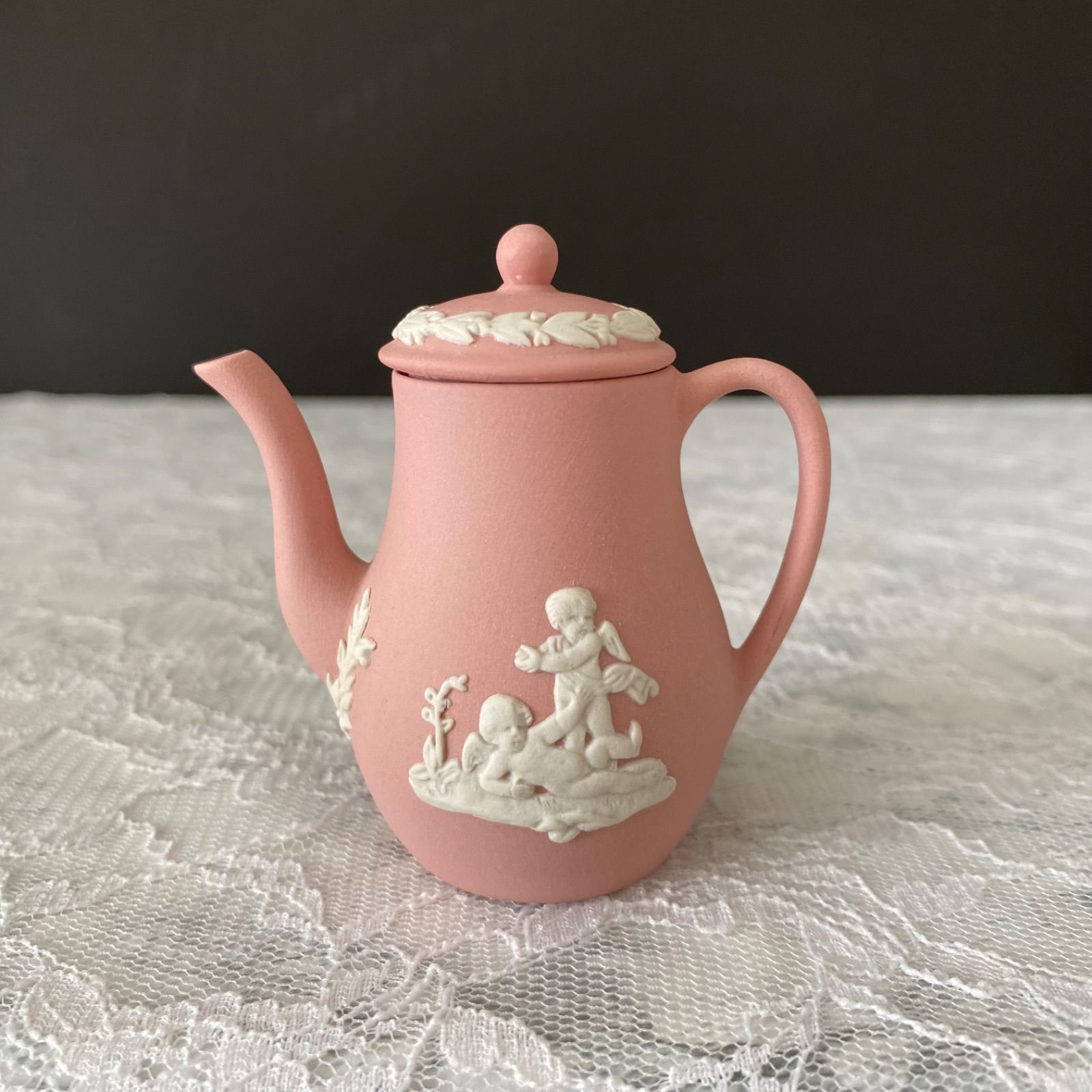 英国製 ウェッジウッド ピンクジャスパーミニチュア ティーセット