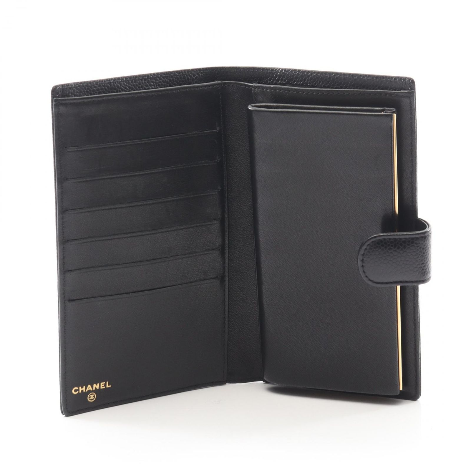 シャネル CHANEL 二つ折り長財布 ココマーク ブラック レザー ココ