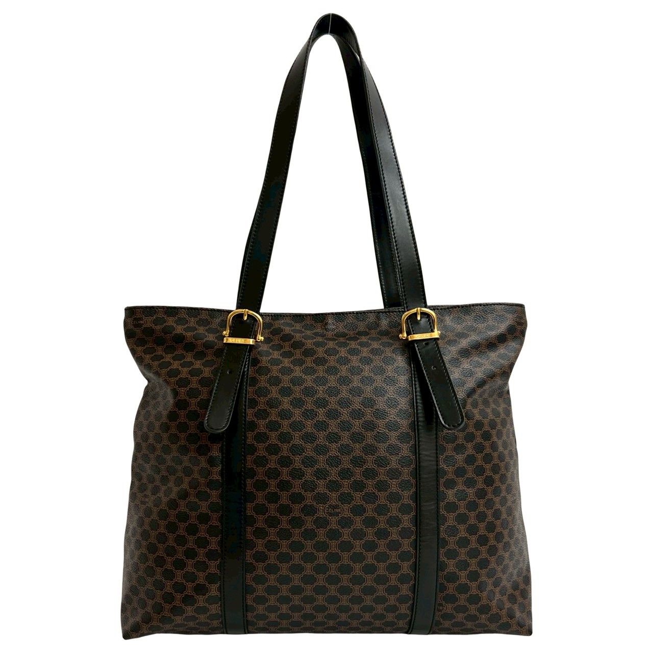 【未使用級】セリーヌ 黒マカダム ブラゾン トリオンフ柄 ハンドバッグ ブラック 極 美品 CELINE セリーヌ ヴィンテージ マカダム ブラゾン トリオンフ