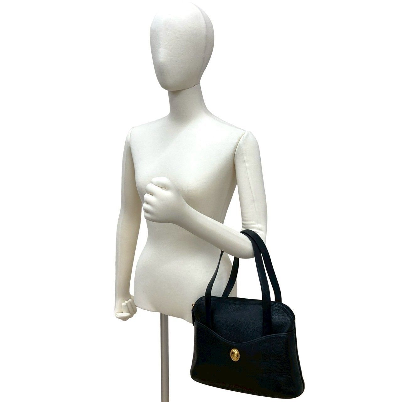 Christian Dior 　ヴィンテージ ハンドバッグ　レザー　ブラック 極 美品 Christian Dior ディオール ヴィンテージ ロゴ 金具 カーフ