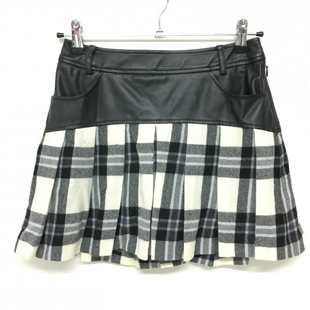 美品】ワック スカート 白×黒 異素材 微起毛 内側インナーパンツ