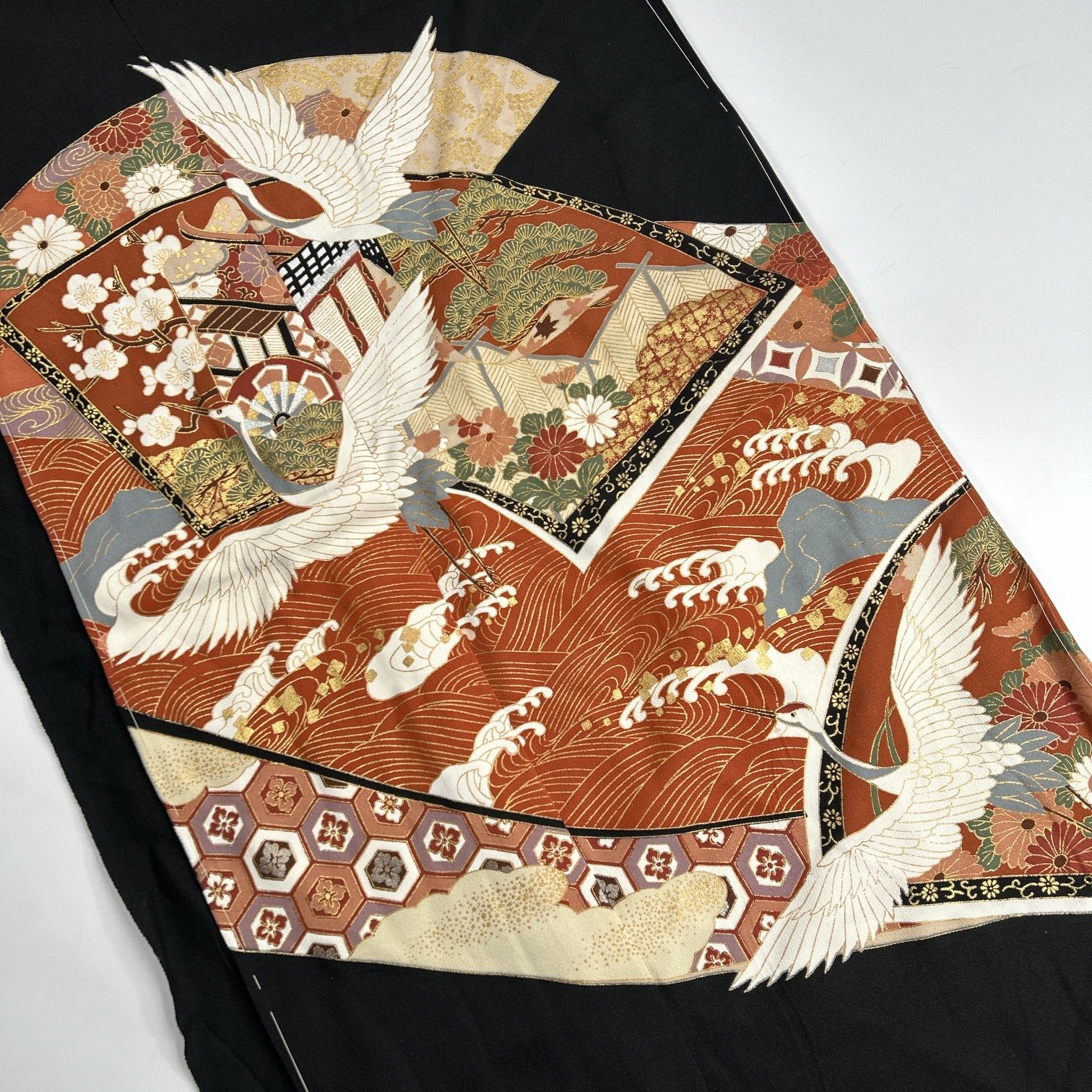 黒留袖 仮絵羽 未仕立て 7枚 正絹 まとめ売り 同梱購入歓迎 リメイク用