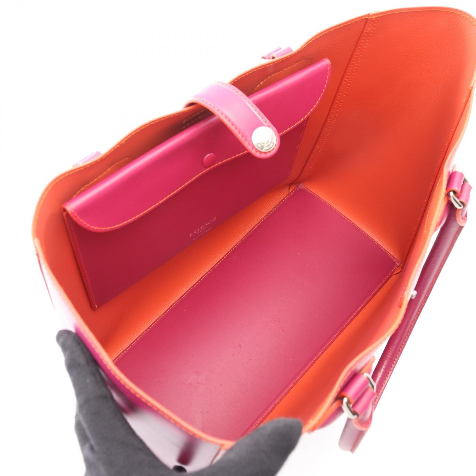 ロエベ LOEWE トートバッグ レオ ピンク レザー レオ アナグラム