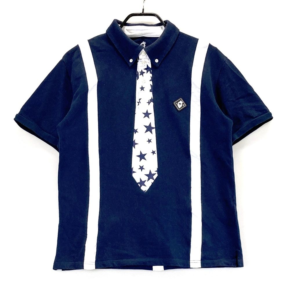 【新品】ヴィトゥエルヴ　ゴルフ　メンズ　ポロ　シャツ　ネイビー　L サイズ：L V12 ヴィトゥエルヴ 半袖ポロシャツ ボタンダウン ネイビー