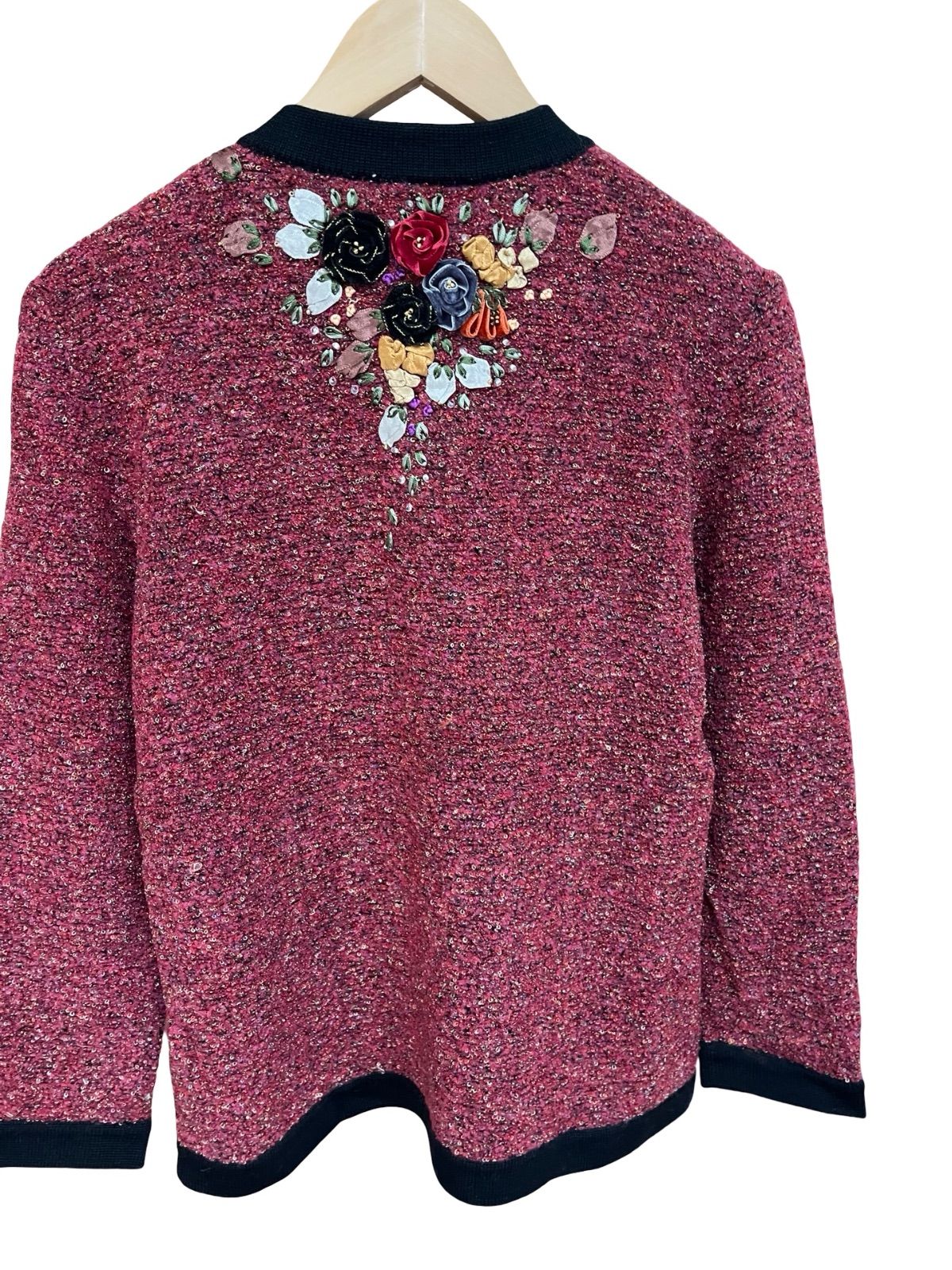 ATELIER SAGAN カーディガン snc アトリエサガン ATELER SAGAN カーディガン L 紺 麻 花モチーフ