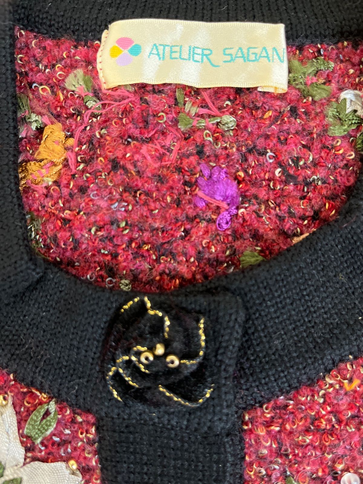 ATELIER SAGAN カーディガン 希少】Atelier Sagan アトリエサガン 刺繍カーディガンヴィンテージ