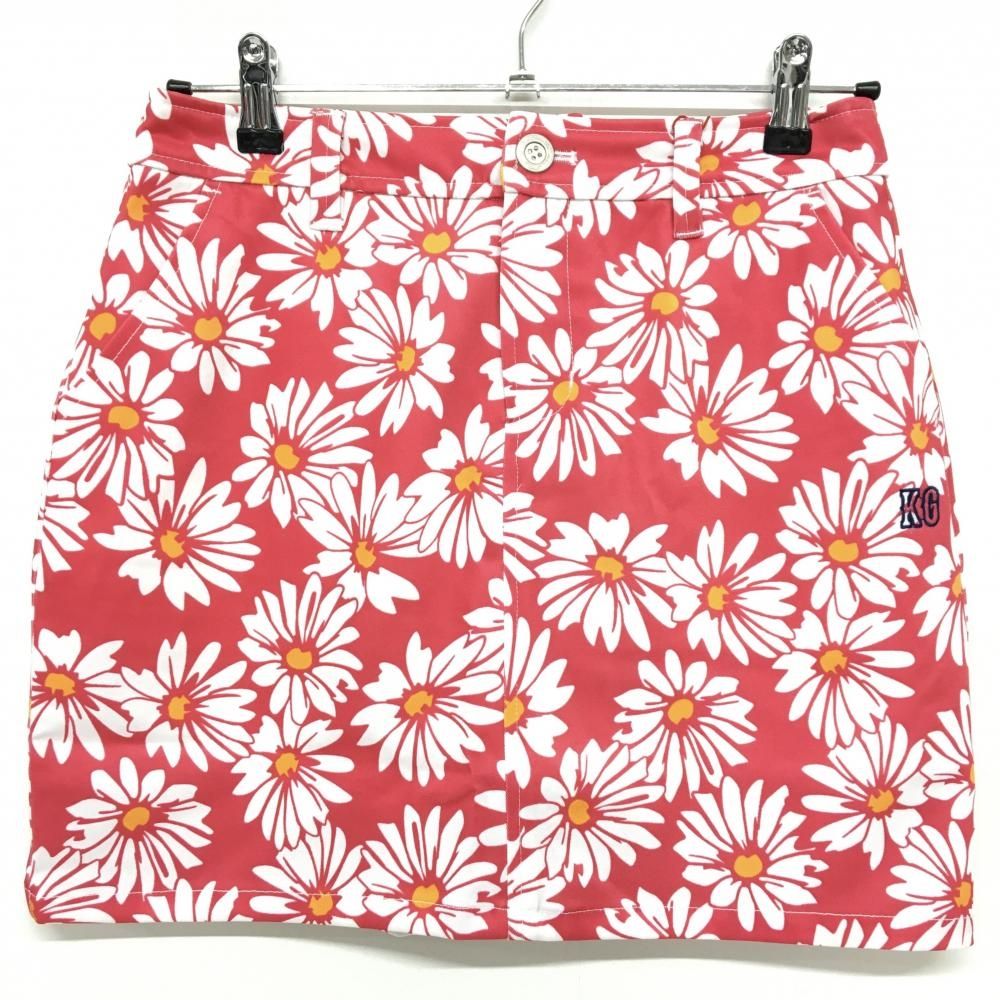 新品】キスオンザグリーン スカート レッドピンク系×白 花柄 内側