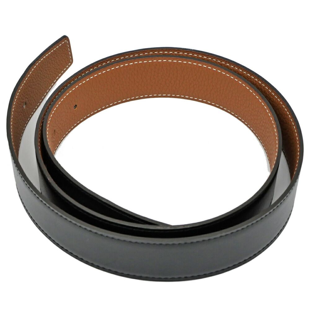 名東】エルメス リバーシブル 替えベルト 32mm 90cm ブラック/ゴールド