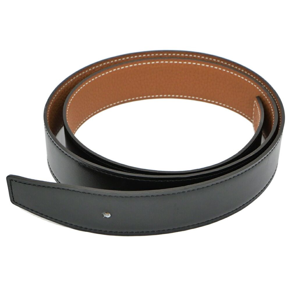名東】エルメス リバーシブル 替えベルト 32mm 90cm ブラック/ゴールド