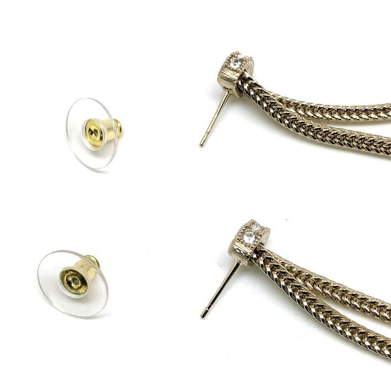 CHANEL シャネル ピアス 2連 スイング ココマーク ロゴ ラインストーン