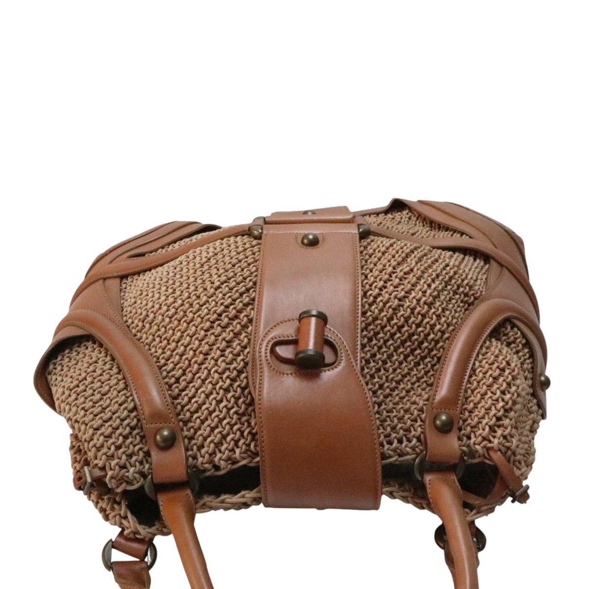 ALEXANDER MQUEEN アレキサンダーマックイーン ラフィア/レザ― ポーチ  