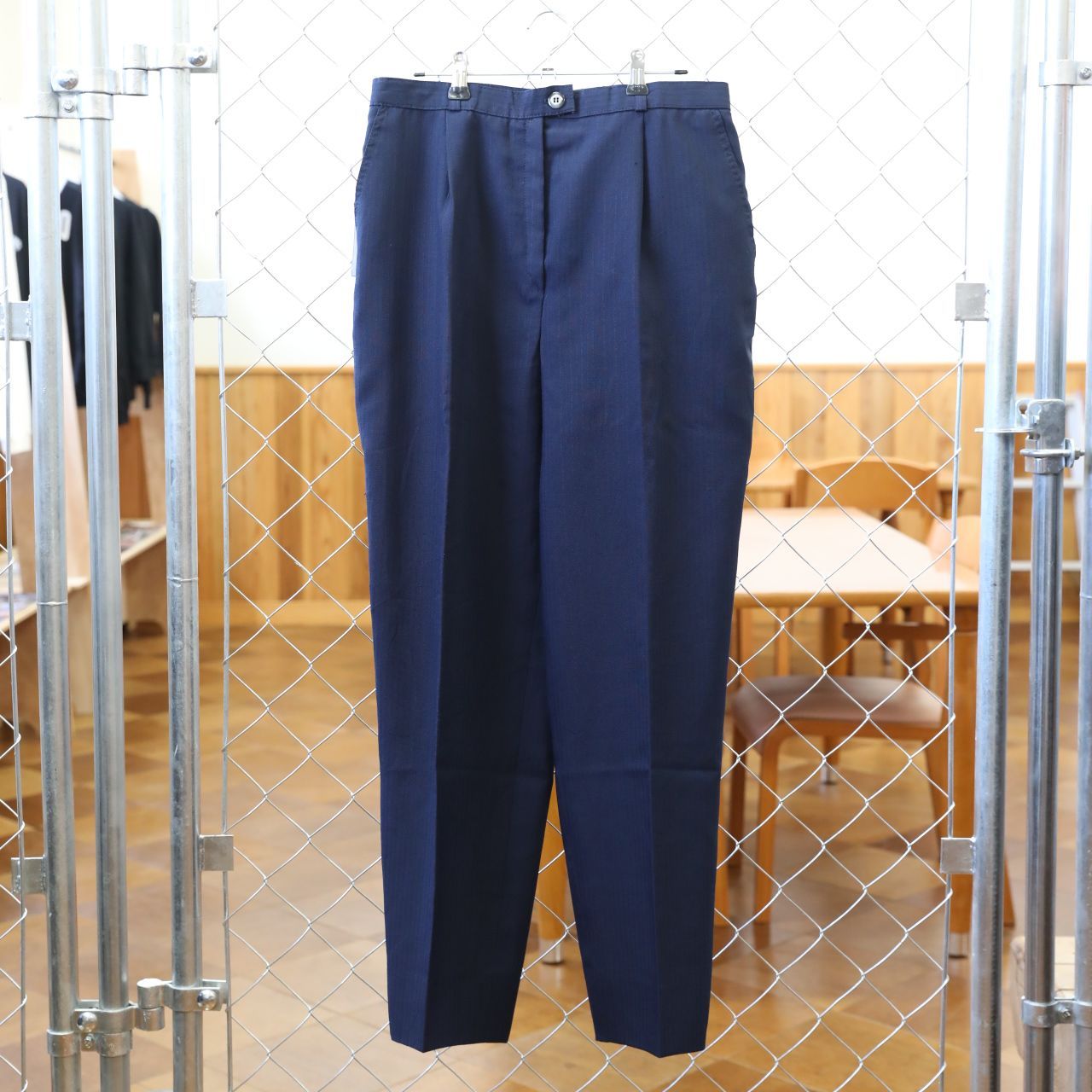 90s jos a bank ストライプ　ワイドスラックス　ダークネイビー　古着 90s jos a bank ストライプ ワイドスラックス ダークネイビー 古着