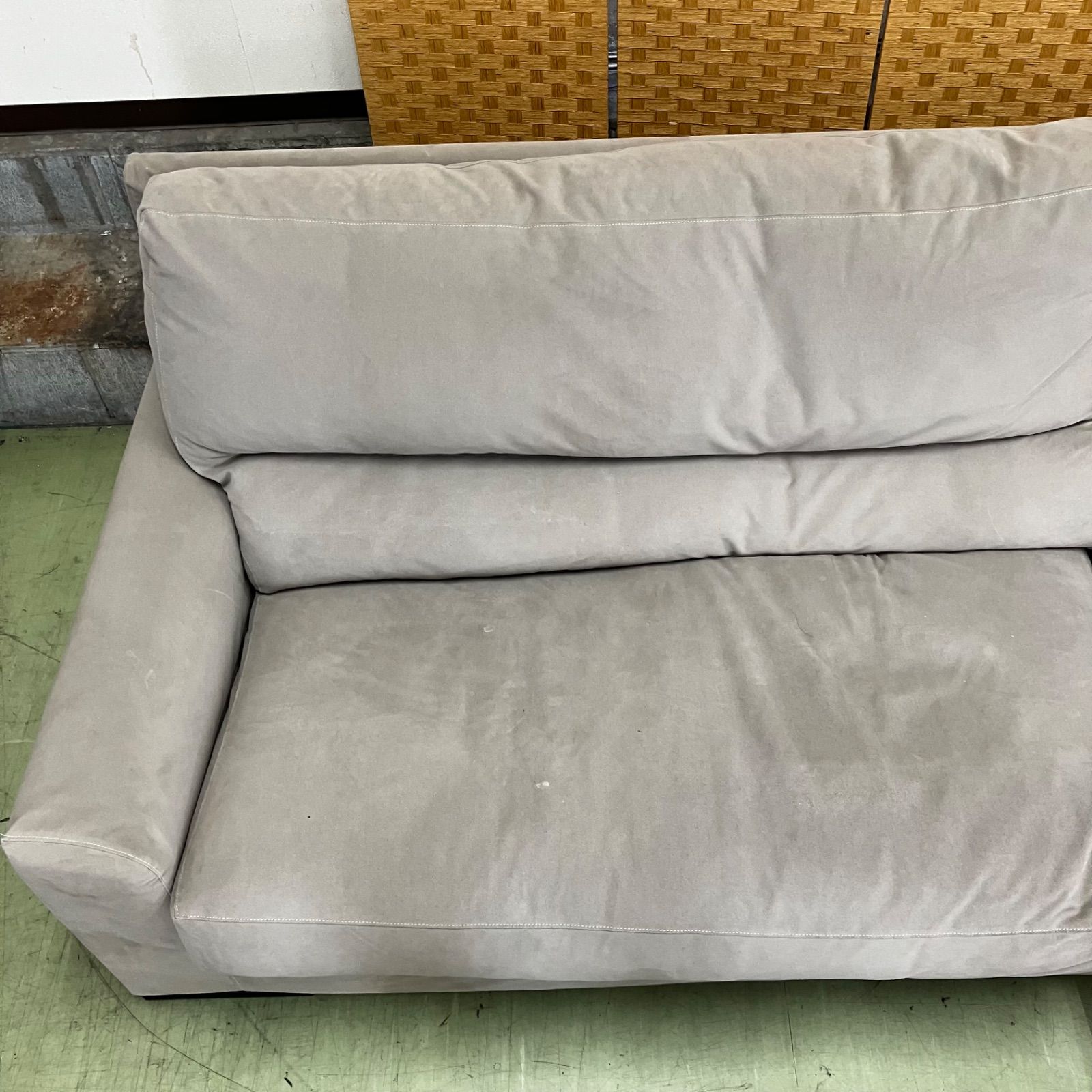 L字ファブリックカウチソファ 3人がけソファ