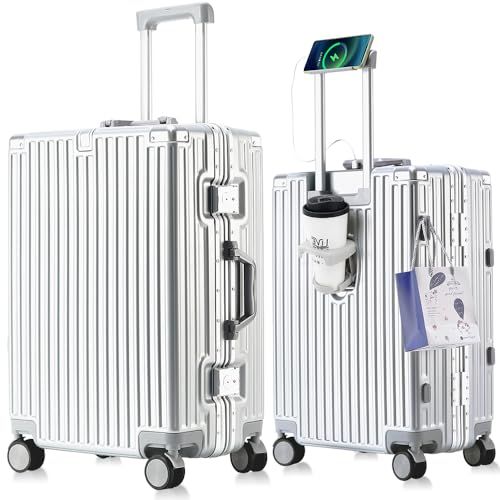 SnooII 在庫処分 市場最軽量 スーツケース キャリーケース 多機能すぎる 機内持ち込み ダイヤロック式 保護カバー付き カップホルダー付き usbポート付き 大型 アルミフレーム TSAロック 荷物フック 軽量 入学式 a 236 d 5 0