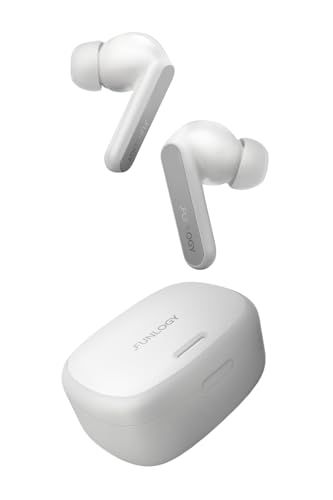 FUNLOGY Earbuds イヤホン 完全ワイヤレスイヤホン VGP 2025 SUMMER受賞 アクティブノイズキャンセリング カナル型 マルチポイント接続 ワイヤレス充電 最大60時間再生 日本ブランド ホワイ b 7 c 82208
