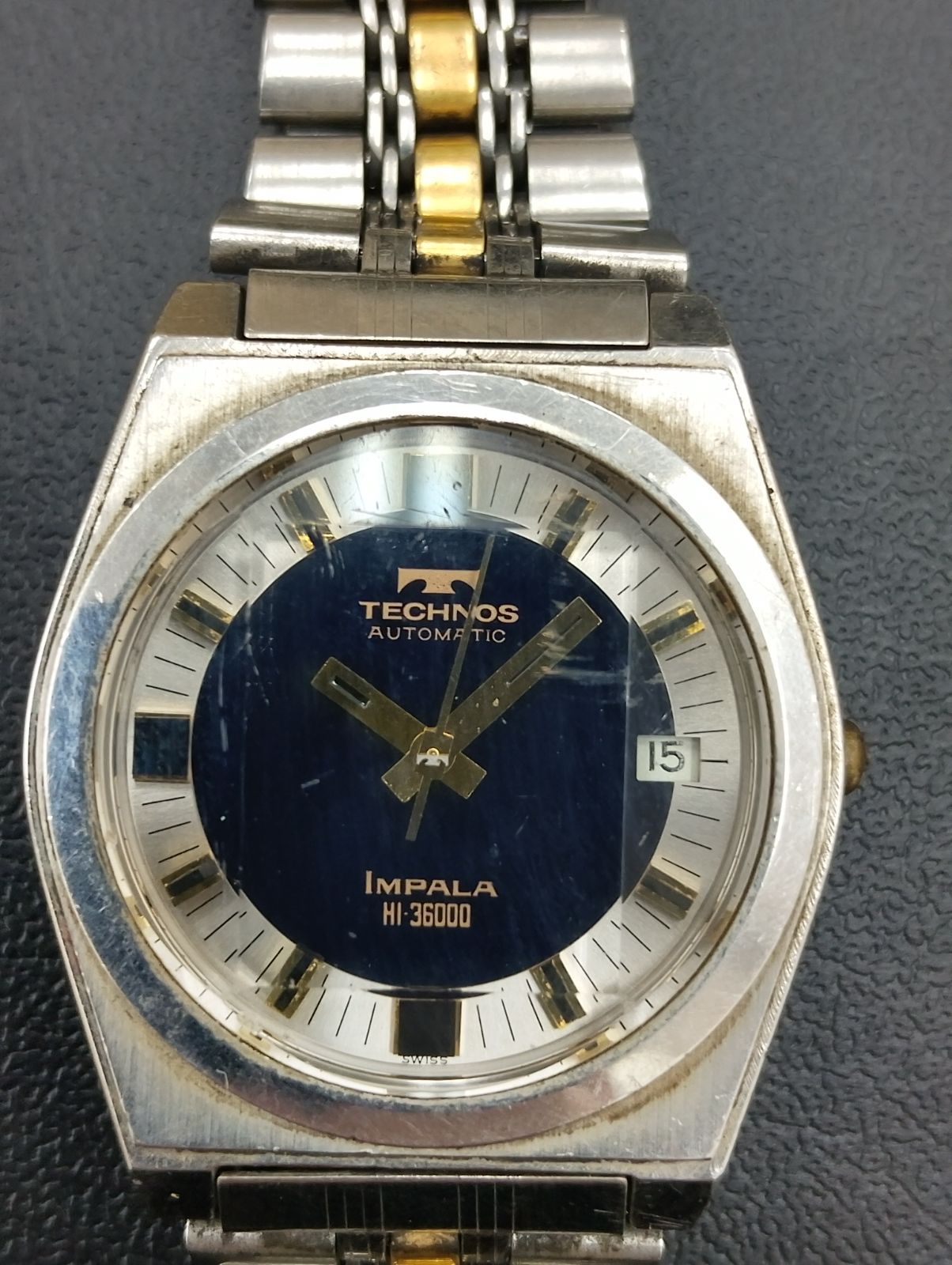 TECHNOS IMPALA HI 36000 自動巻き メンズ カットガラス テクノス インパラ