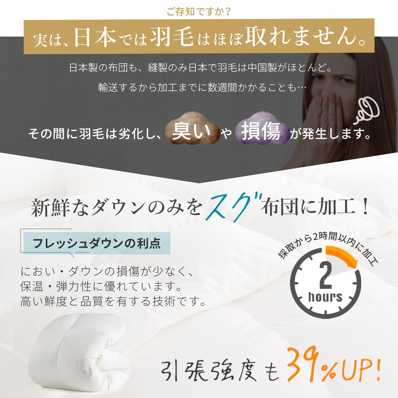 立体キルト 冬 ダウンパワー370 軽量 通気性 暖かい 吸湿 ふわふわ 発熱 掛け布団 保温 羽毛たっぷり 抗菌 ホワイトダックダウン85％ 防臭 防ダニ セミダブル OEKO-TEX認証 羽毛布団 充填量0.92 kg フレッシュダウン