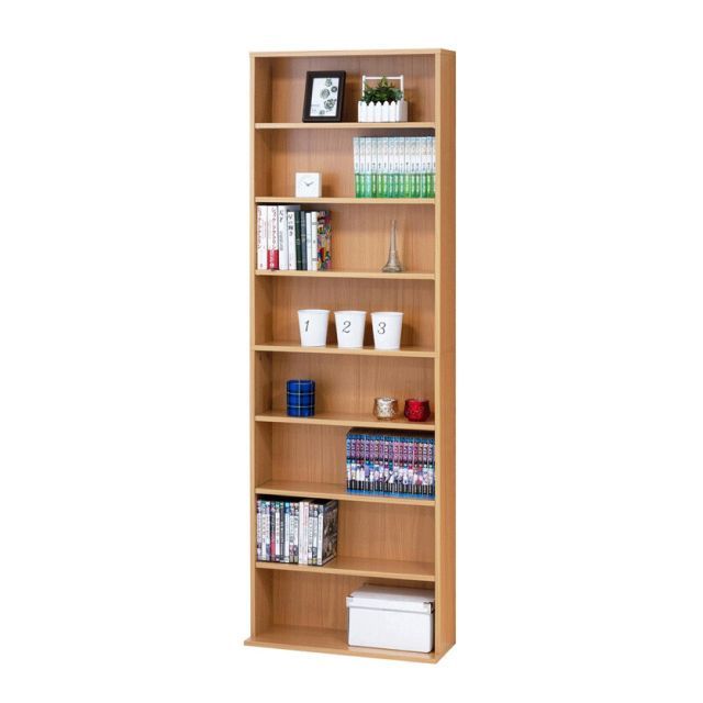 文庫本棚 ナチュラル W600 S 幅60cm 奥行22(17)cm 高さ180cm 大容量