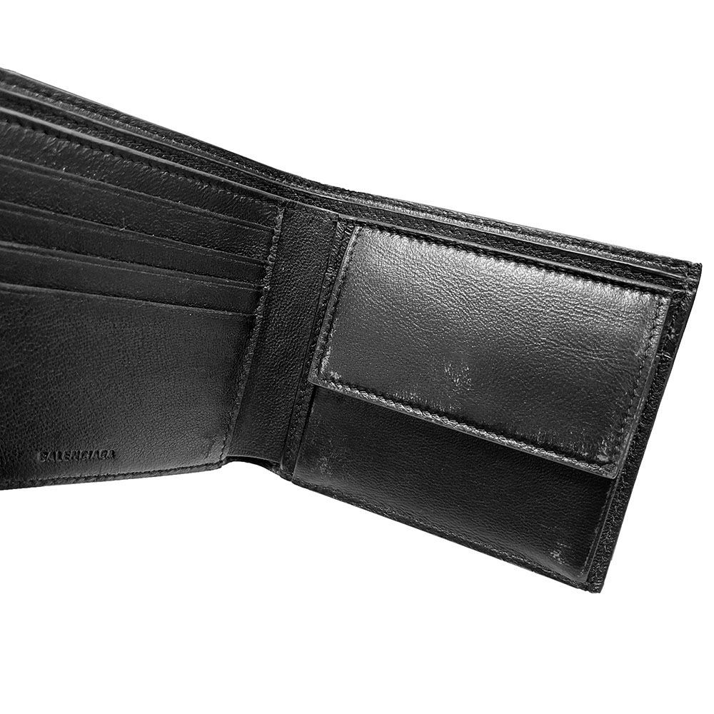 新品 BALENCIAGA バレンシアガ 594315 2AAJY 1000 CASH 二つ折り財布