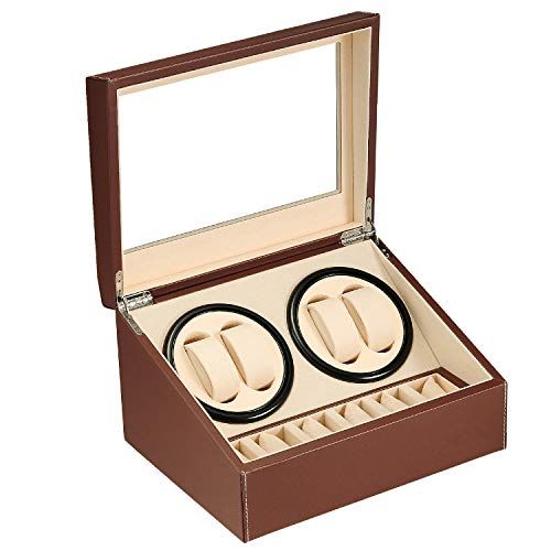 ワインディングマシーン ウォッチワインダー ワインダー 腕時計 自動巻き時計ワインディングマシーン 日本製 マブチモーター 腕時計自動巻き上げ機 腕時計収納ケース ジュエリー収納 時計バンド収納 ブラウン レザー-103 C 89 ab 5910