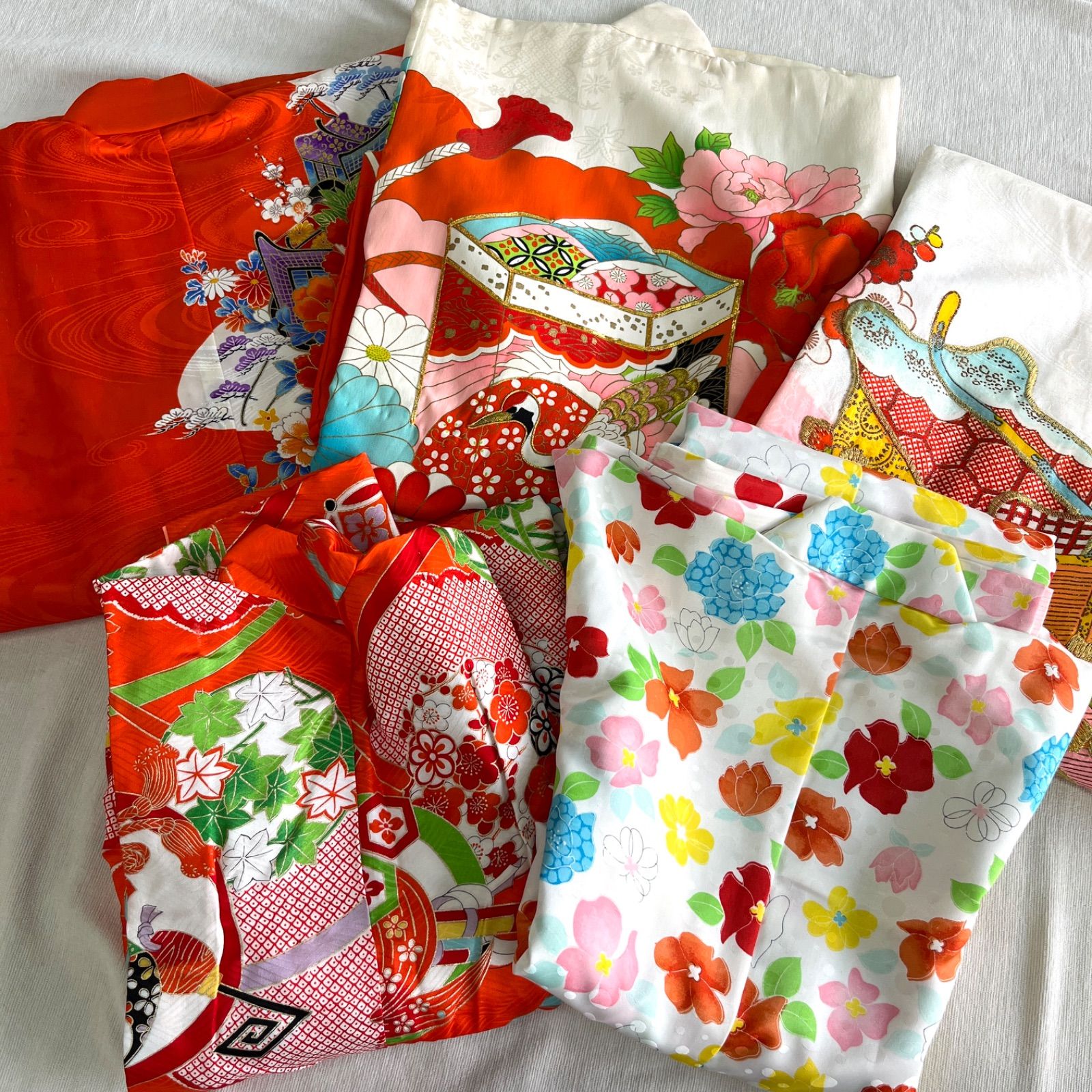 子ども着物　まとめ売り　36点セット 子供着物 女の子 5着 まとめ 一つ身 産着 お祝着 3歳7歳女の子着物