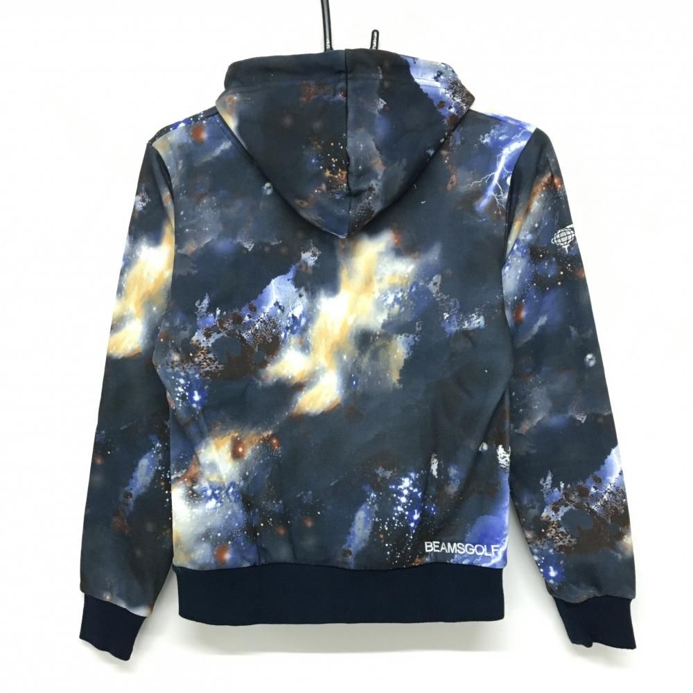 美品】ビームスゴルフ パーカー グレー×イエロー系 総柄 ロゴプリント