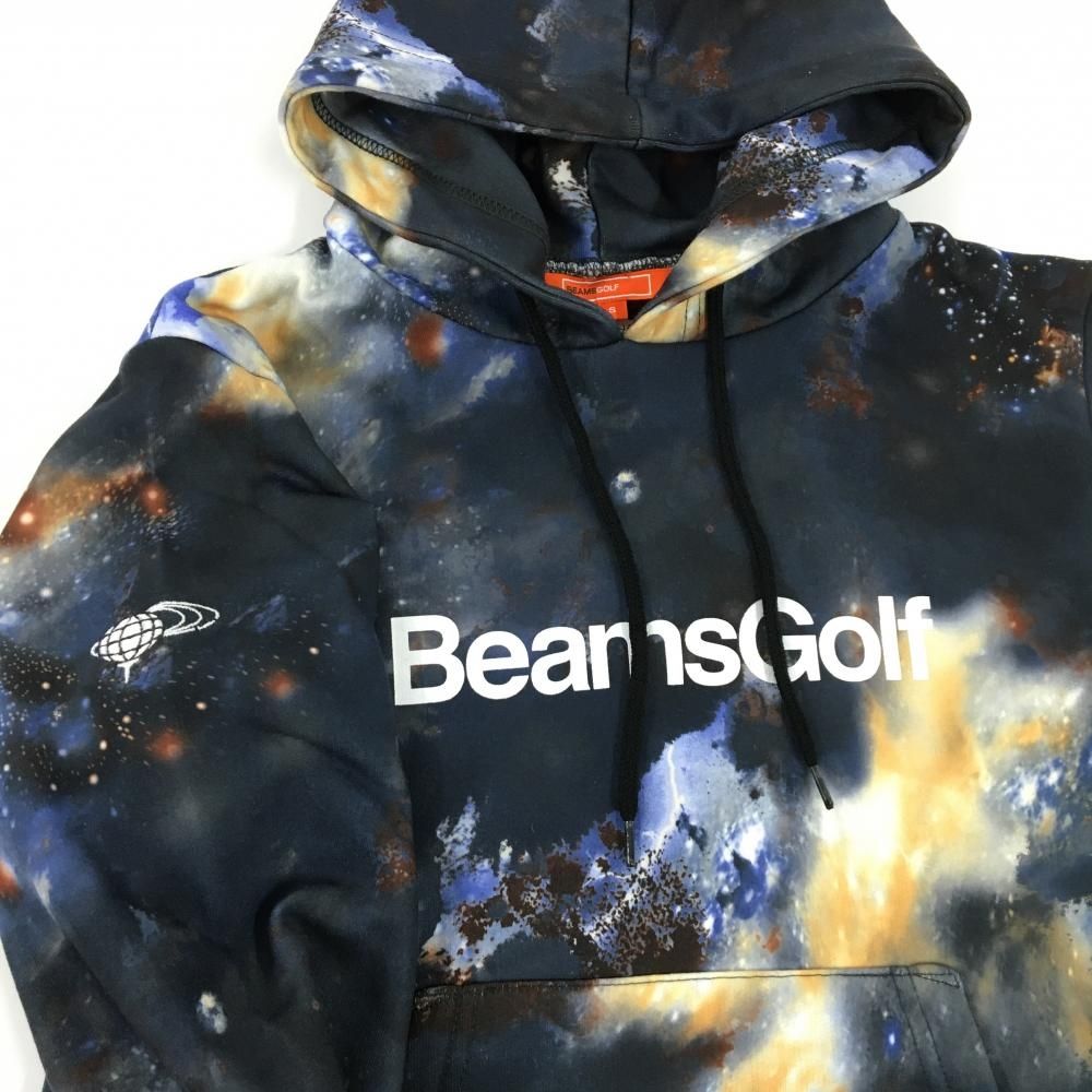 美品】ビームスゴルフ パーカー グレー×イエロー系 総柄 ロゴプリント