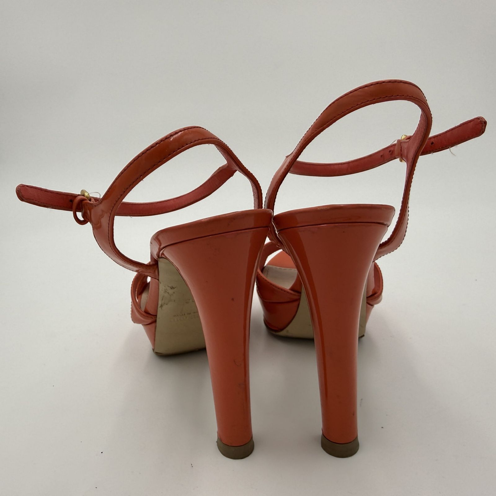 MIU MIU（ミュウミュウ） クロスストラップ ヒールサンダル オレンジ系