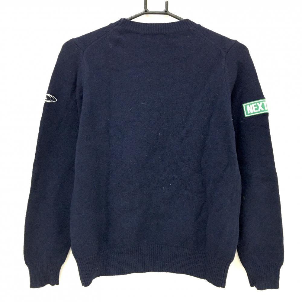 美品】ビームスゴルフ セーター ネイビー×白 袖ロゴ刺しゅう ニット