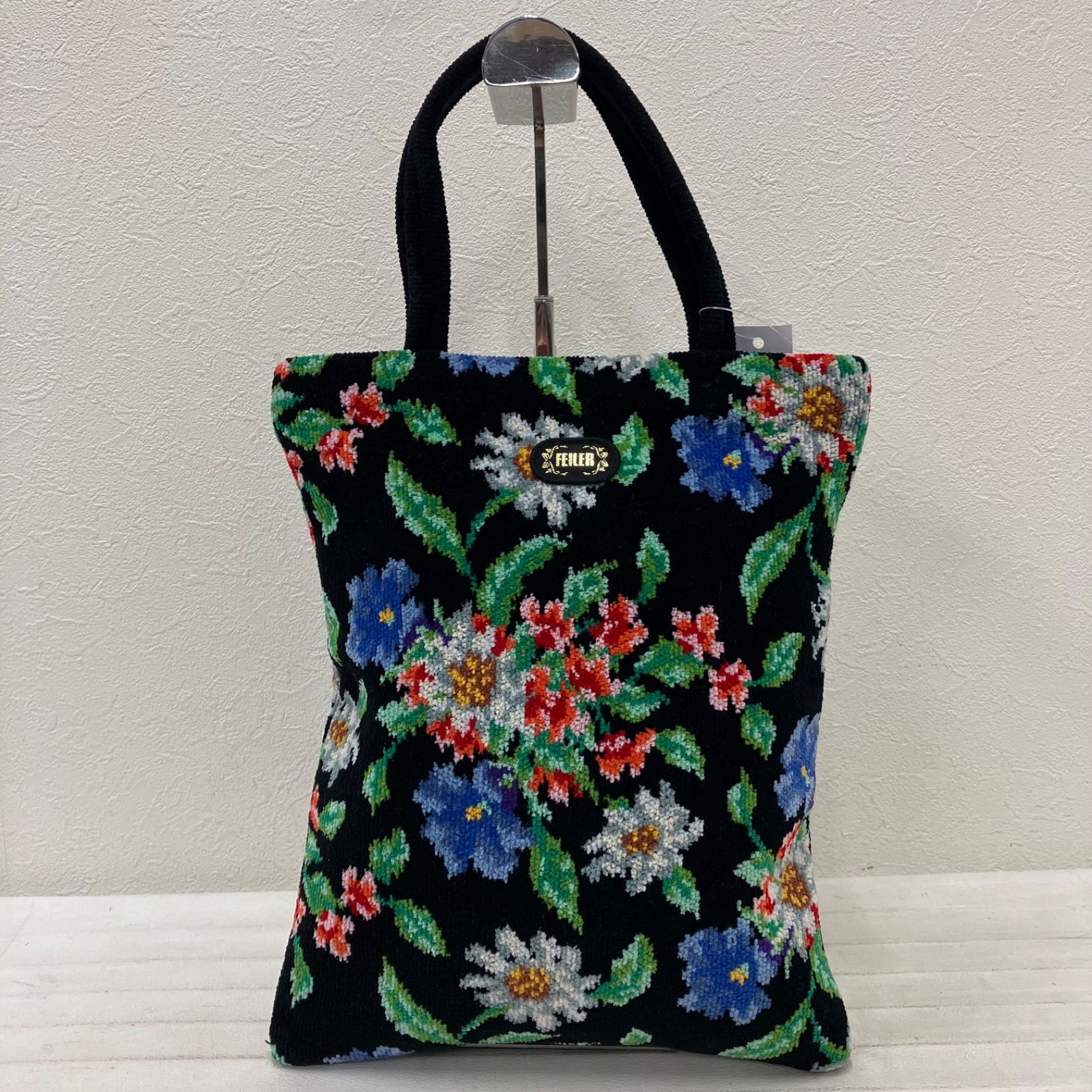 8457 FEILER フェイラー ハンドバッグ トートバッグ ブラック 黒 花柄