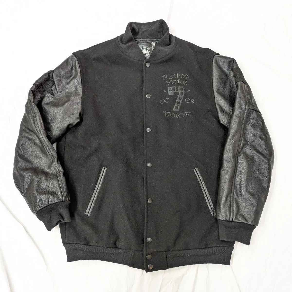 ANDSUNS アンドサンズ レザー スタジャン ウール 牛革 ワッペン