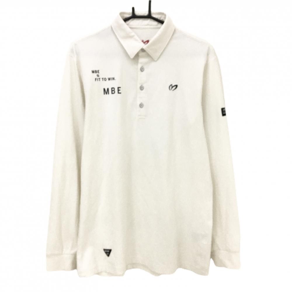 未使用 マスターバニーエディション ポロシャツ サイズ5 白 刺繍 L相当 マスターバニー 長袖ポロシャツ 白 微起毛 ロゴ刺しゅう メンズ 5(L