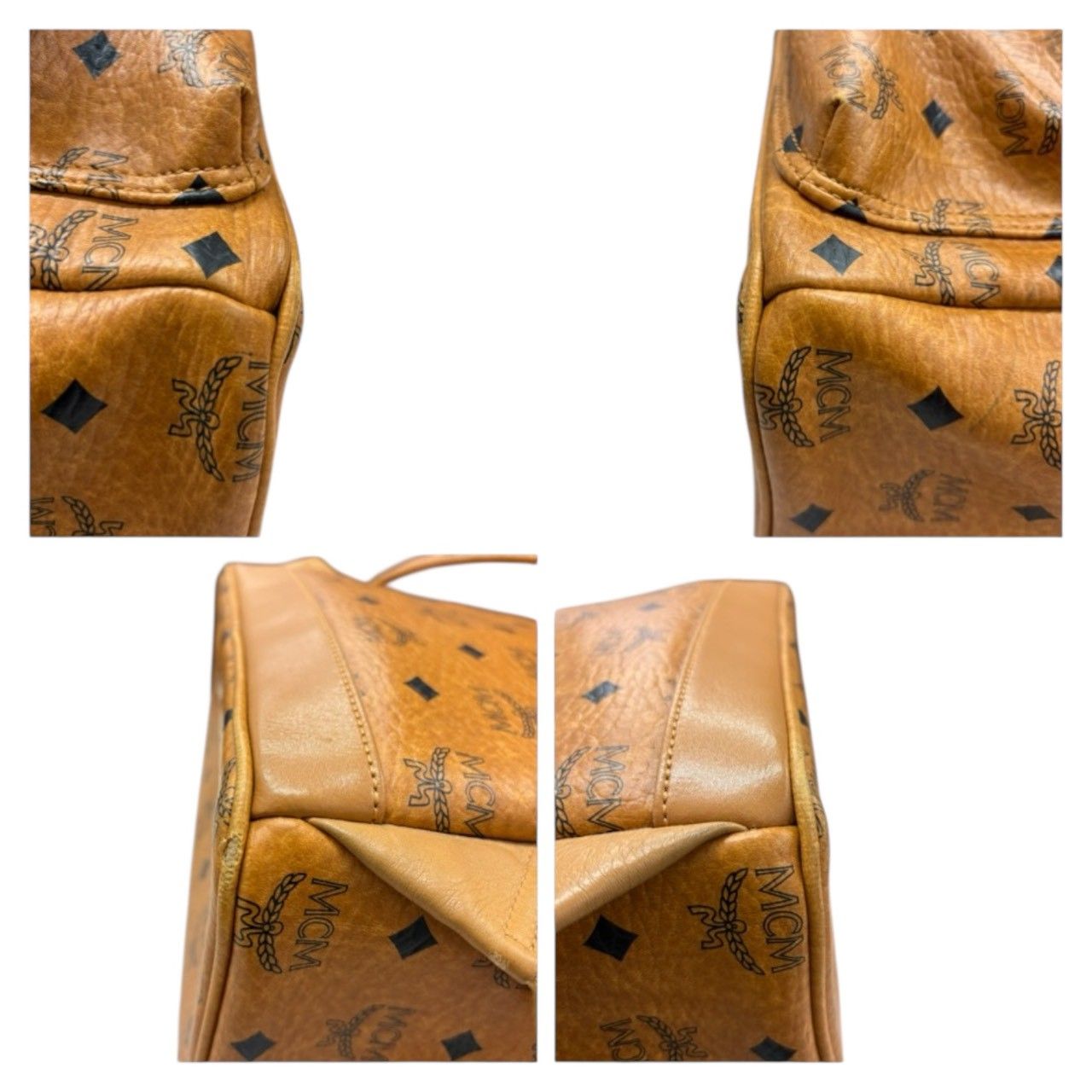 MCM エム シー エム ヴィセトス スタッズ ブラウン ゴールド金具