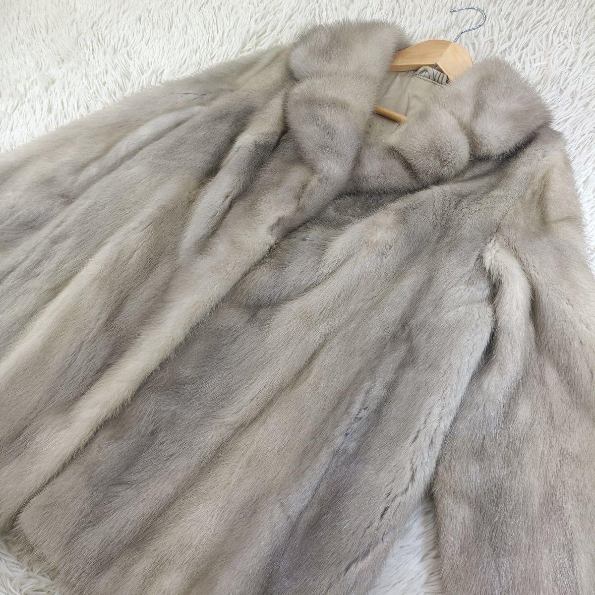 ミンク グレー系 ファーコート リアルファー 本毛皮 貂 XL相当 AA130 毛皮 コート グレー ファー ミンク 5号