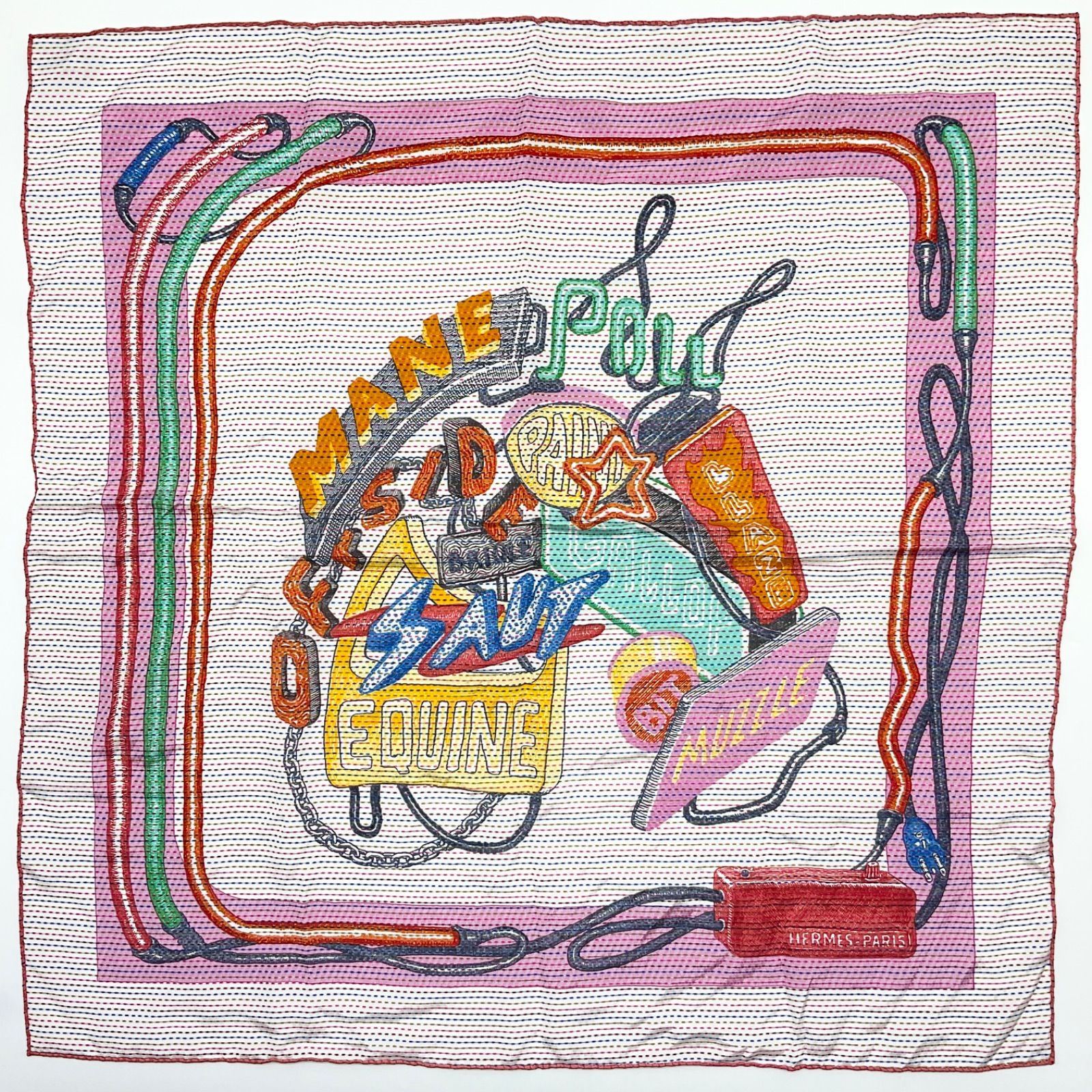 HERMES エルメス カレ70 スカーフ CHEVALOSCOPE NEON POINTILLE HERMES