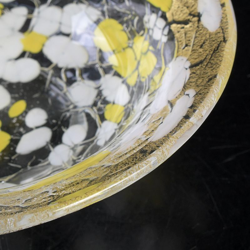 ガラス工芸 ギヤマンガラス 大川薫作 玻璃小鉢 平茶碗 箱付 C S614