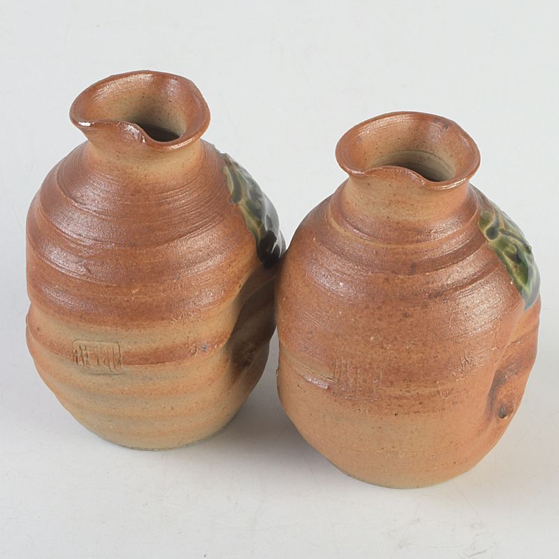 瀬戸焼 竹里庵 葵窯 加藤春二作 葉文 燗徳利 一對 共箱 N S615 - メルカリ