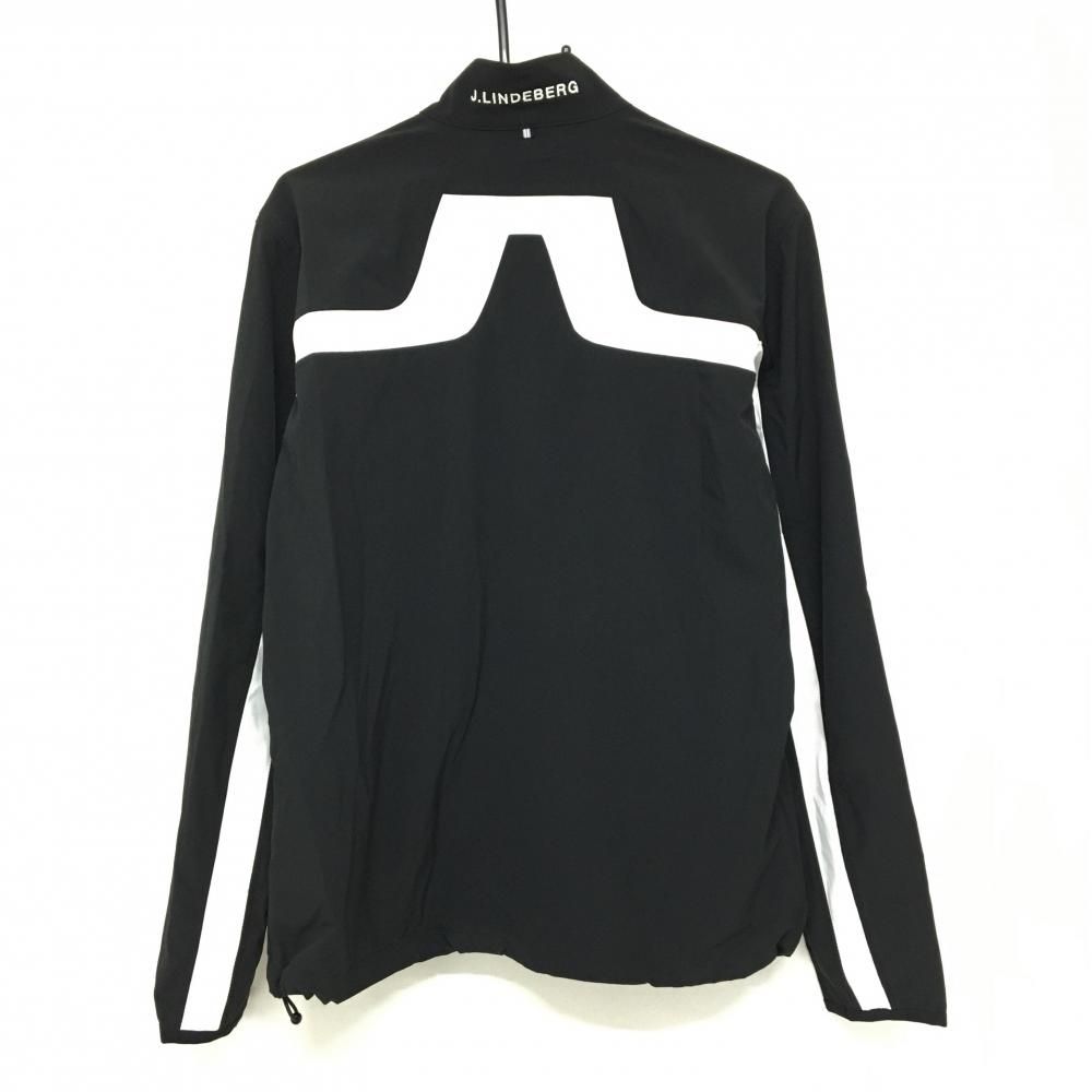 ジェイリンドバーグ ジャケット 黒×白 ロゴ刺しゅう 裾ドローコード