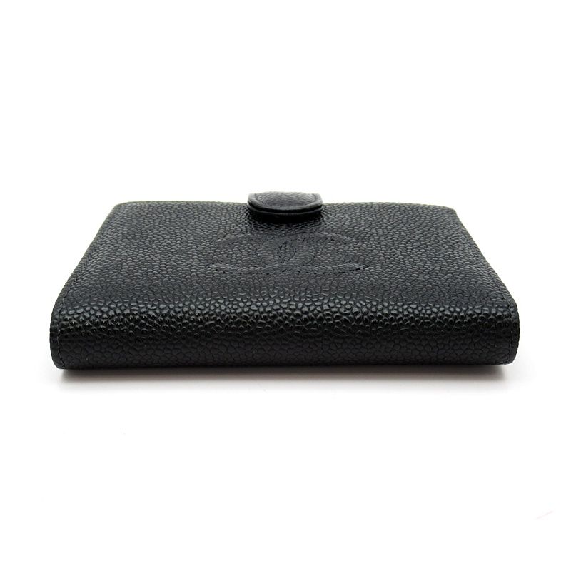 シャネル 2つ折がま口財布 A13497 キャビアスキン レディース ブラック