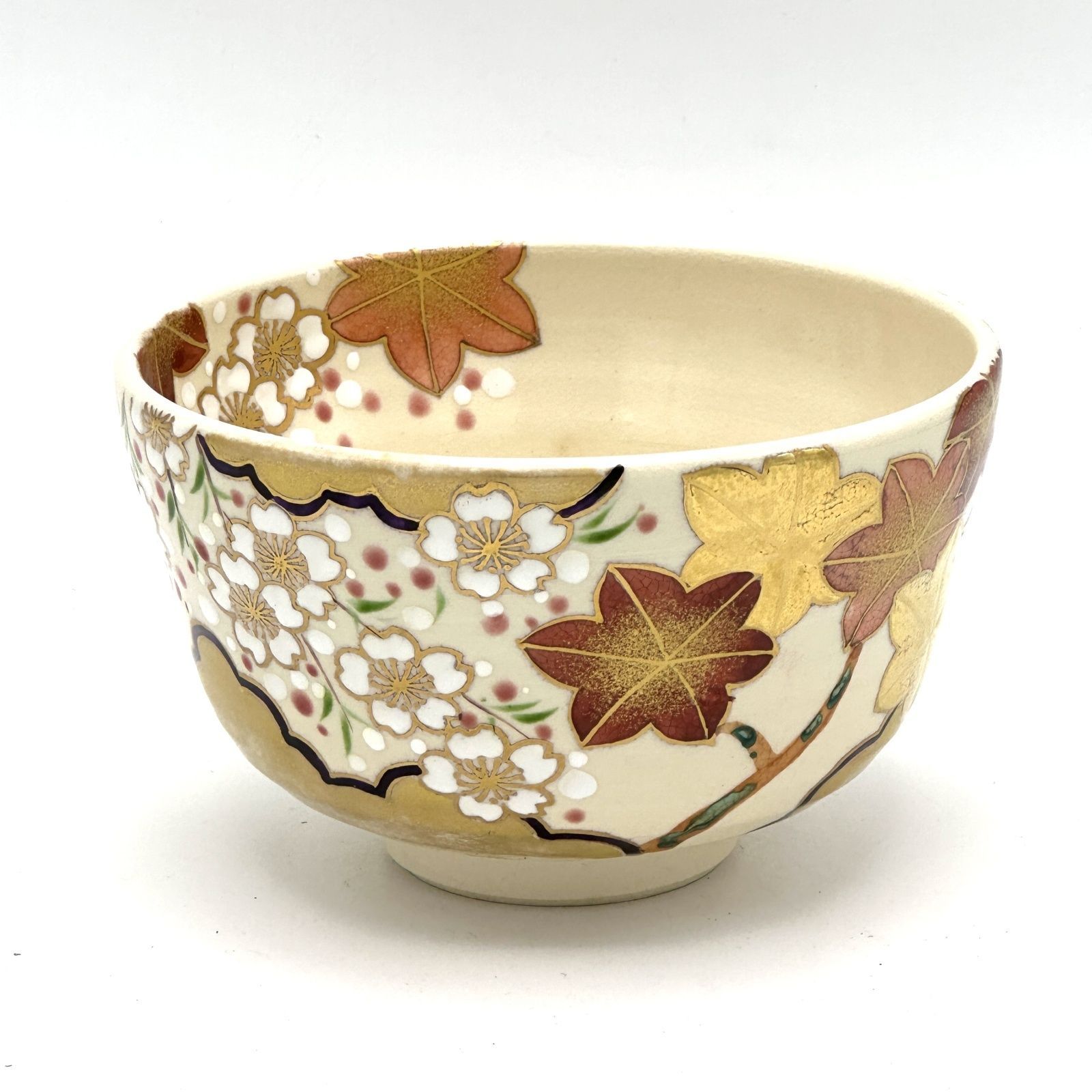 八木海峰作 京焼 上絵抹茶茶碗（雲錦画） - メルカリ