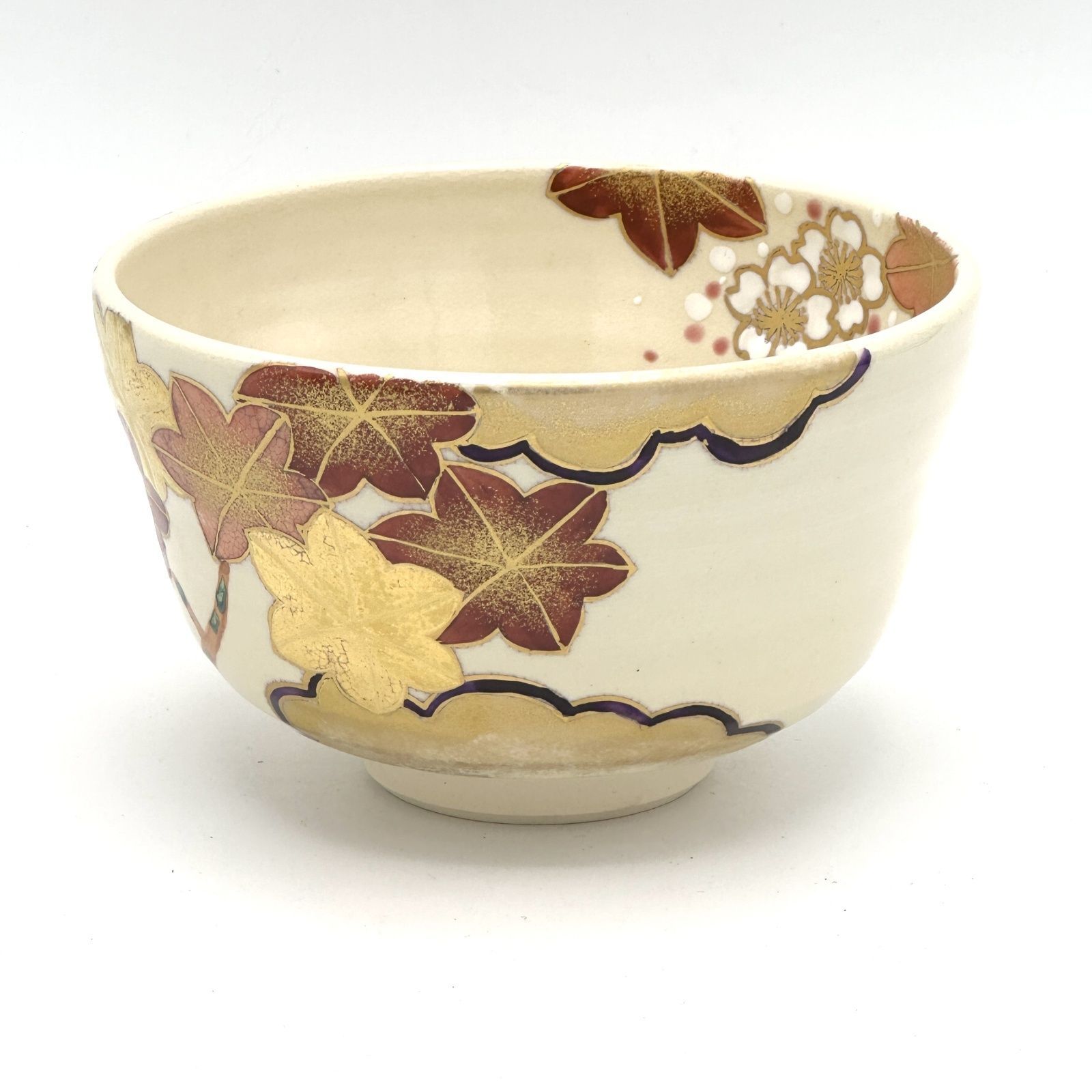 八木海峰作 京焼 上絵抹茶茶碗（雲錦画） - メルカリ