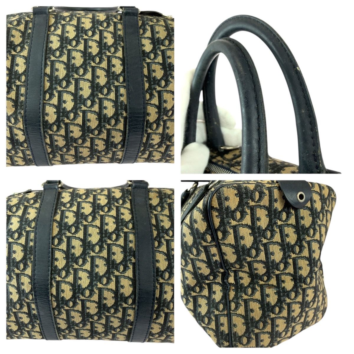 Christian Dior かごバッグ ベージュ/ネイビー Christian Dior かご