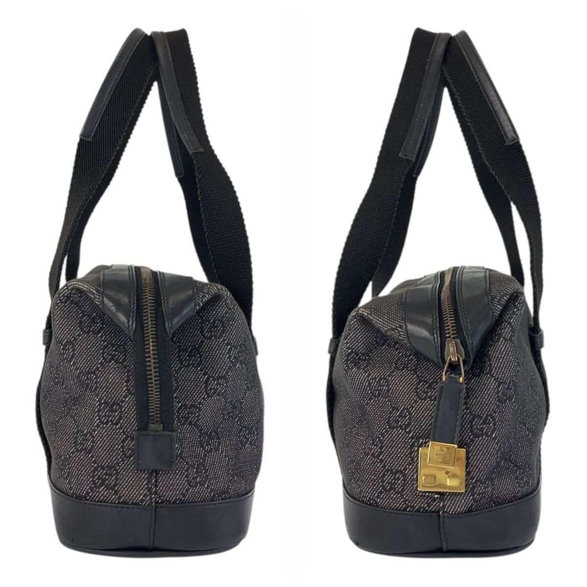 GUCCI GG ハンドバッグ トートバッグ92734ブラック値下げ対応致します 美品 GUCCI グッチ ブラック 黒 ゴールド金具 GGキャンバス 92734