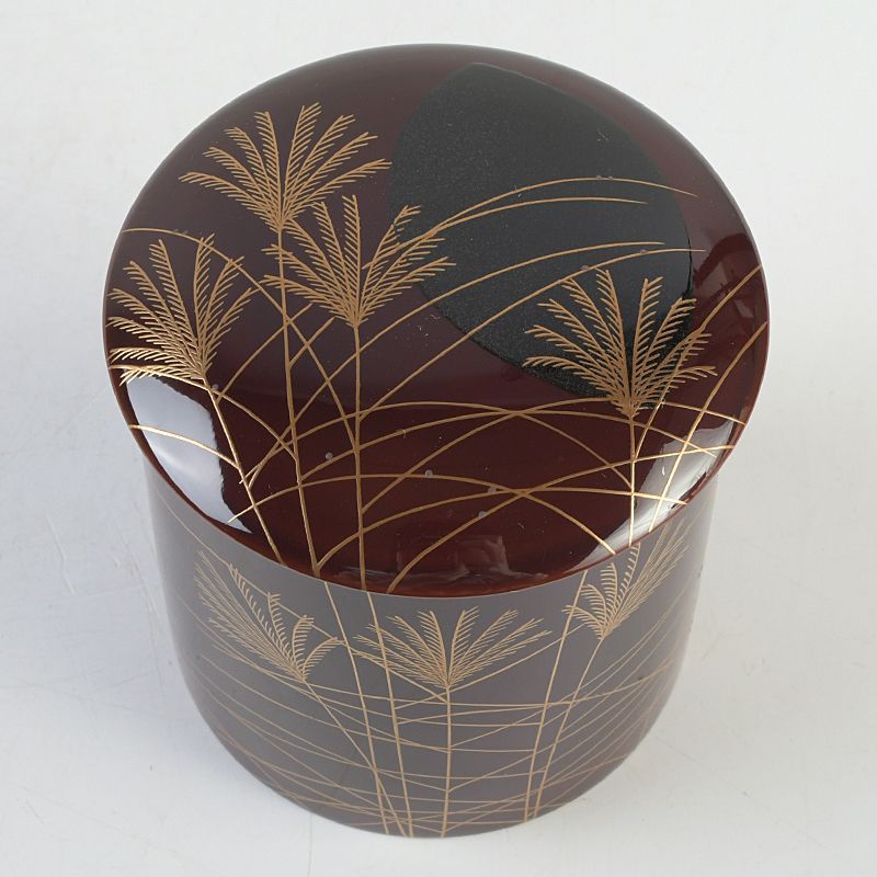 茶道具 山中塗 中村宗悦作 武蔵野蒔絵 金輪寺 茶入 共箱 V S618 - メルカリ