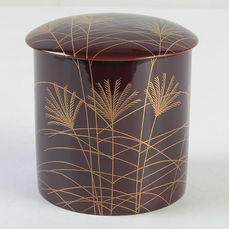 茶道具　山中塗　中村宗悦作　武蔵野蒔絵　金輪寺　茶入　共箱　V　5917 茶道具 山中塗 中村宗悦作 武蔵野蒔絵 金輪寺 茶入 共箱 V S618 - メルカリ