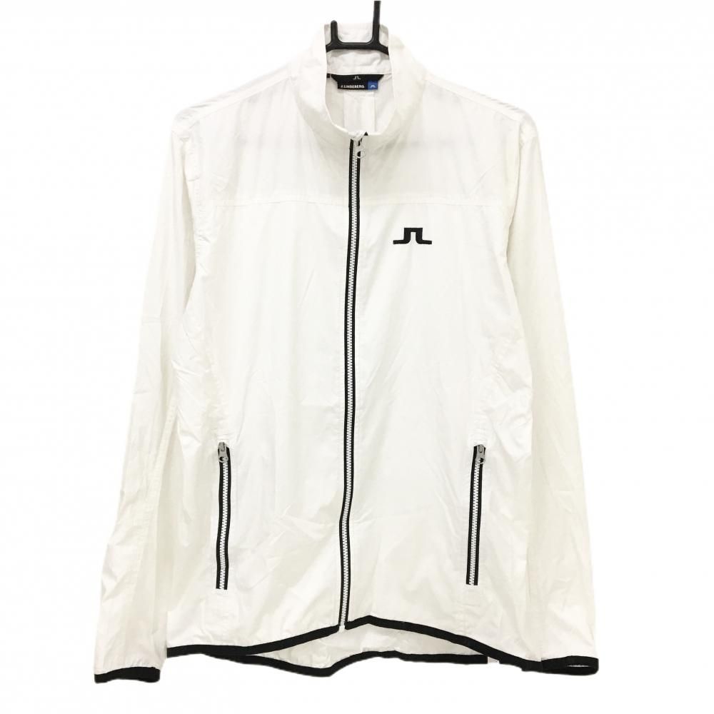ジェイリンドバーグ ジャケットブルゾン 白×黒 ロゴ刺しゅう 薄手