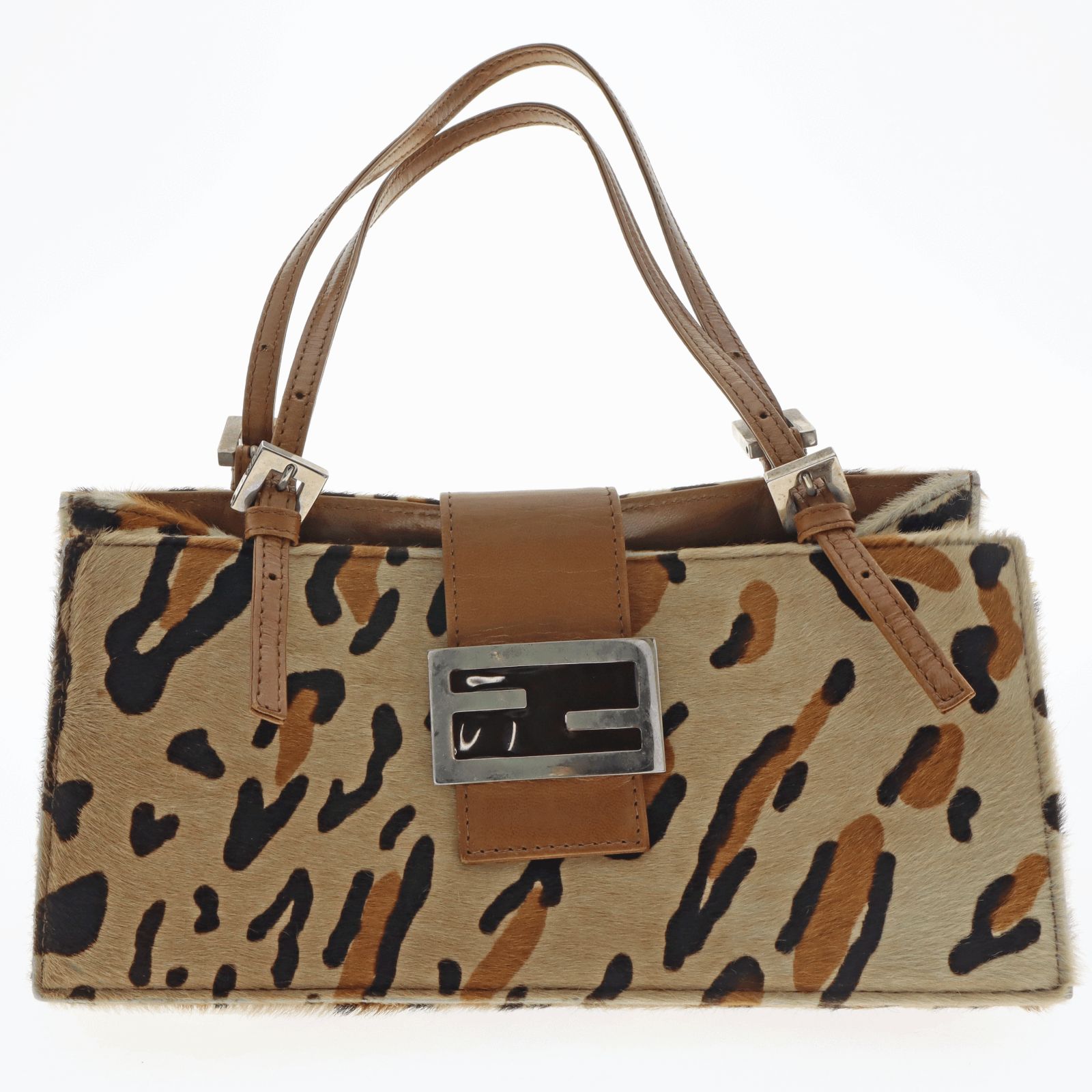 中古】FENDI フェンディ ハラコ トートバッグ レオパード 日常使い