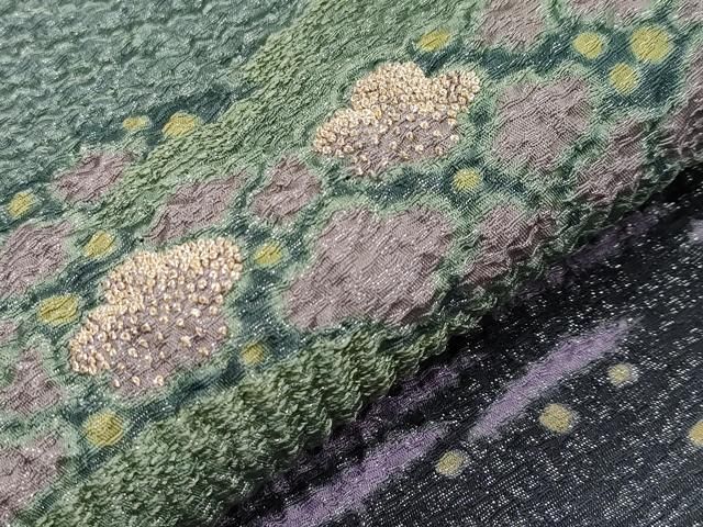 平和屋着物●極上　十日町　名門　滝泰謹製　太鼓柄袋帯　相良刺繍　おぼろ染　襲絞り　舞花文　銀通し地　逸品　未使用　CYAA4244s6 平和屋着物○十日町 名門 滝泰謹製 太鼓柄袋帯 中国三大刺繍 相良刺繍